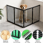 Dog Gate Indoor, Freestanding Dog Fence for The House, Doorways, Hallways,or Stairs,Pet Gate Foldable Wooden,Expandable 32" Height 4 Panels,Black