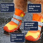 IECOii Dog Shoes for Hot Pavement, Non-Slip Dog Boots for Hiking, Camping | Water Resistant | Anti-Slip Rubber Sole | Secure Stay-On Fit | Reflective & Dual Adjustable |Summer Winter Paw Protector |