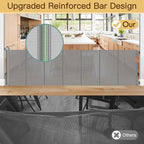Reinforced 159 Inch Extra Wide Retractable Dog Gate with Support Rods, Indoor/Outdoor Retractable Gate, Prevent Babies and Dogs from Crawling Through Mesh Baby Gates for Doorways Extra Wide, Gray