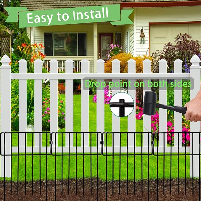 Thrivinest Animal Barrier Fence, 20 Pack No Dig Decorative Fences, 17in(H) x20ft(L) Rustproof Metal Wire Small Garden Fence Border for Dogs Rabbits