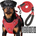 Service Dog Tactical Vest Harness and Leash Set Large Sized Dog Emotional Support- Tactical Dog Harness Training Collar with Name (Red, M)