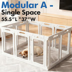 Acrylic Dog Playpen Indoor with Toilet, Height 30 Inch, 10 Panels, Ideal for Small & Toy Dogs, White