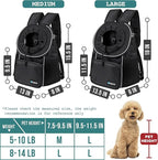 PetAmi Adjustable Dog & Cat Chest Carrier Backpack, Ventilated for Hiking, Camping & Travel, Max 10 lbs, Black