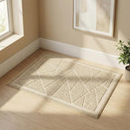 Cat Litter Box Mat, Kitty Premium PVC Pad, Durable Trapping Rug, Phthalate Free, Urine-Resistant, Scatter Control, Mosaic, M 23 x 16 Inch, Beige