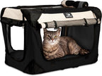 Cat & Dog Pet Carrier, Soft-Sided, Large 24"x16"x16", Fits Large Cat, 2 Cats, or Medium Dog Comfortably, Great for Travel & Vet Visits, Privacy Windows, Removable Bed, Locking Zippers, Foldable
