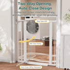 InnoTruth 27-36.6 in Wide x 35.5 in High Extra Tall Baby Gate, White | Indoor Metal Dog Gate for Stairs and Doorways, Auto Close Walk Through Door for Pets, Double Lock, Pressure or Hardware Mount