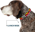 Dog Collar Seatbelt Buckle Palm Trees Sunset Fade Black 15 to 26 Inches 1.0 Inch Wide, Large, DC-W34296-L | Palm Trees Sunset Fade Black Durable Metal Adjustable ID Tag Ring