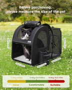 pecute Cat Backpack Expandable, Cat Backpack for Cat with Acrylic Window | Durable Oxford Cloth, Lockable Zipper,Use for Pet Under 11 lbs to Travel