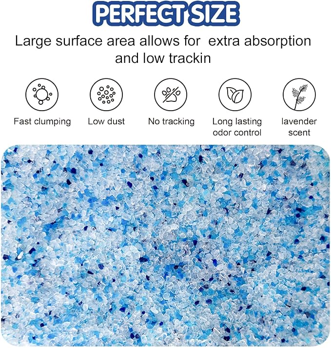 COCOYO Lavender-Scented Crystal Cat Litter I Silica Gel Cat Litter – 17.2 Lbs Value Pack (4.3 Lbs x 4)