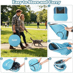 Cat Playpen, 3-in-1 Pop-up Outdoor Cat Enclosure, Blue | 2 Rooms & Tunnel, Breathable Mesh, Carry Bag, Interactive Toys, Multi-Entry Doors, Indoor & Outdoor Use for small pets