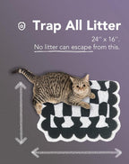 Lukamoo® Cute Cat Litter Mat (24''x16''), Large, for Kitty Litter & Cute Cat Litter Box, Accessories for Indoor Cats.