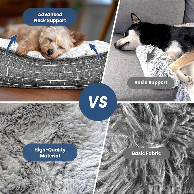 Calming Large Dog Bed for Couch, 41 x 37 inch Removable Couch Cover for Dogs Washable, Non-Slip Fluffy Plush Dog Sofa Mat for Furniture Protector - Grey