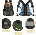 WOYYHO Pet Dog Carrier Backpack, Ventilated Mesh Small Dog Front Backpack | Breathable Puppy Back Pack, with Safety Belt, Storage Pockets, for Travel Hiking Cycling Outdoor Adventures, Army Green, S