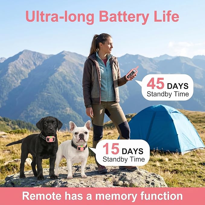 Mini Small Shock Collar for Small Dogs 5-30lbs, Ultra-Light & Thin 2000FT Dog Training Collar with Beep & Vibration & Safe Gentle Shock，IPX7 Waterproof,Pink