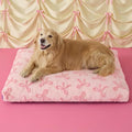 LE SURE Cute Aesthetic XL Dog Bed, Jacquard Thick Pet Pillow，44x32 | Shredded Chopped Foam, Jacquard Modern Plush Crate Cushion Gift Idea, Waterproof Washable Cover, Nonslip Bottom, Bow Pink