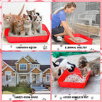 Bokon 25 Count Disposable Litter Box for Cat, Large Disposable Litter Tray for Travel Home Durable Portable Plastic Kitty Litters Boxes Leak-Resistant Easy-Grip Rim, 15.7 x 11.8 x 3 Inches(Red)
