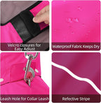 Mile High Life Dog Raincoat, Adjustable Waterproof Pet Rain Jacket, Reflective Hooded Poncho for Small Medium Large Dogs, Lightweight Breathable Pet Rain Coat (Hot Pink,XL Chest 31"-37")