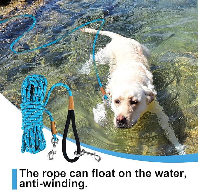 lynxking Long Dog Leash Reflective 15FT 30FT 50FT Check Cord Training Lead Padded Handle Heavy Duty Puppy Rope for Small Medium Large Dogs