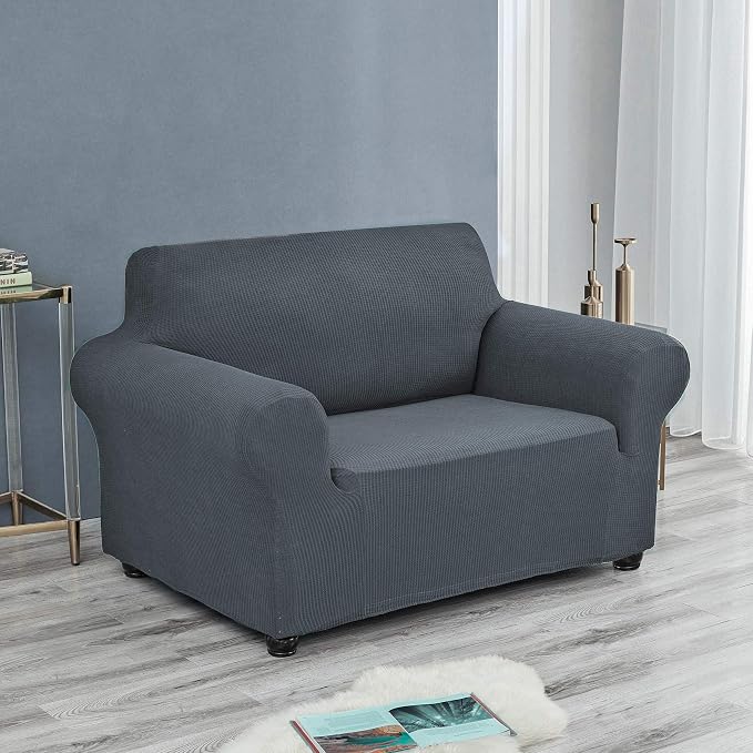 Joccun Stretch Chair Couch Cover,1-Piece Sofa Slipcover Spandex Jacquard Fabric Sofa Covers with Elastic Bottom,Washable Furniture Protector for Dogs,Cats,Kids(Armchair,Gray)