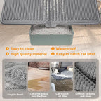 UPSKY Large Cat Litter Mat 31" x 24 Waterproof and Washable, Soft on Paws | Litter Catcher Pad, Cat Litter Trapping Mat, Scatter Control, Fits Most Litter Boxes, Use for Dogs & Cats, Grey