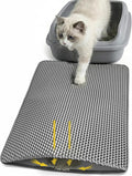 Cat Litter Mat 24x15 Inches, Honeycomb Double Layer Litter Trapping Mat, Waterproof Leakproof Urine Proof Cat Litter Box Mat for Cat Litter Box Area, Floor, Kitty Litter Rug
