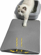 Cat Litter Mat 24x15 Inches, Honeycomb Double Layer Litter Trapping Mat, Waterproof Leakproof Urine Proof Cat Litter Box Mat for Cat Litter Box Area, Floor, Kitty Litter Rug