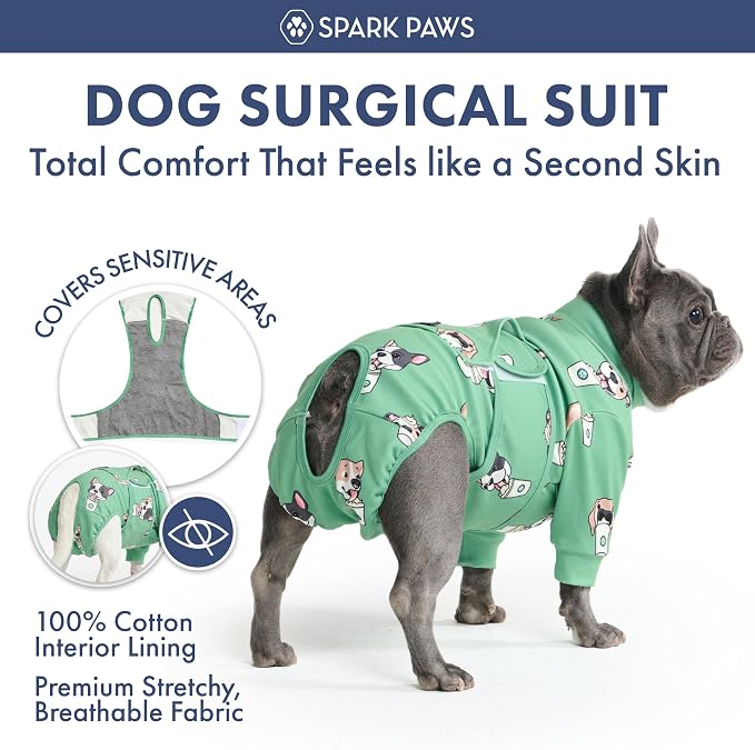 Spark Paws Dog Surgery Recovery Suit – Dog Recovery Suit After Surgery, Anti-Lick Dog Onesie, Abdominal Wound Protector, Soft Cone Alternative for Spay Neuter Male Female Pet Recovery - Pup Cup - 5XL