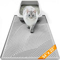 Cat Litter Box Mat - L Large Size 34 x 22 in, Water Proof, Kitty Litter Trapping Mat, Easy to Clean, Scatter Control, Odorless, Pet Supplies for Indoor Cats, Light Gray