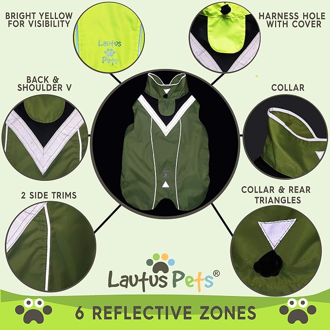 Waterproof Dog Rain Coat, Reflective Safety Strips & Leash Hole – Lightweight Adjustable Jacket for Medium Breeds - S, Yellow