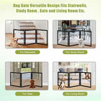 LZRS Clear Dog Gate for Indoor Use - Transparent Pet Fence with Solid Hardwood and Plastic Board, Stylish & Durable freestanding Pet Gate for Doorways, Stairs and Hallways-3 Panel Black