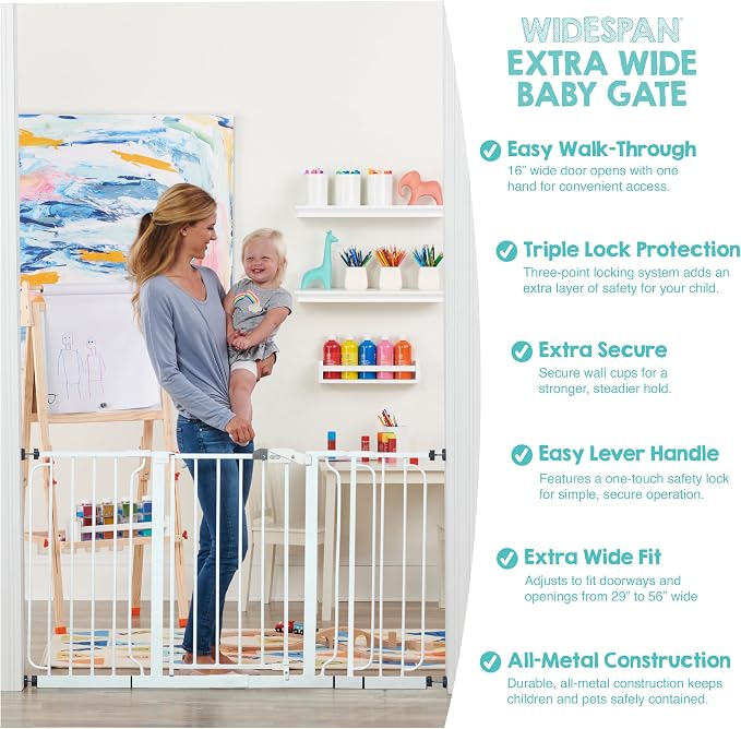 Regalo Safety 29"-56" Extra Wide Baby Gate, Bottom of Stairs & Doorways