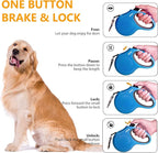 Fida Retractable Dog Leash with Dispenser and Poop Bags, 16 ft Pet Walking Leash for Large Dog up to 110 lbs, Anti-Slip Handle, Tangle Free, Reflective Nylon Tape (L, Blue)