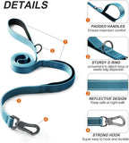 Twoear 6FT 1IN Heavy Duty Dog Leash for Large Dogs with 2 Padded Handles | Traffic Handle Extra Control, Auto Lock Hook, Strong Reflective Walking Leash for Night Safety, Medium and Large Breeds,Blue