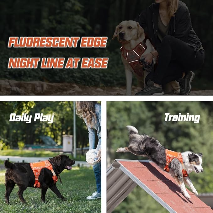 AUROTH Tactical Dog Harness for Large Dogs No Pull Adjustable Pet Harness Reflective K26 Working Training Easy Control Pet Vest Military Service Dog Harnesses