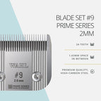 Wahl Pro Animal Prime Series Blades - Professional Fine Tooth Pet Clipper for Horse, Cat & Dog Grooming - Made from High-Carbon Steel - #9, 2.0mm