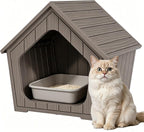 Cat Litter Box Enclosure, Resin Outdoor Litter Box with Air Holes, Cat Houses for Outdoor Cats, Wide Opening Design for Easy Cleaning, Grey