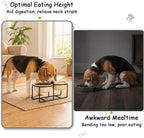 Elevated Ceramic Dog Bowl Set - Double Dishes with Non-Slip Iron Stand - Raised Feeding Station for Food & Water - Ideal for Small and Medium Dogs - 2 × 720ml Capacity - Beige - 15 cm Height