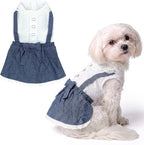 Parisian Pet Chambray Overall Dog Dress - Summer Clothes for Small Dogs Girl - Blue Denim Pet Dress - Designer Dog Overalls - Lightweight and Breathable Puppy Clothes - Dresses for Dogs