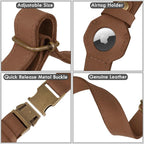 AirTag Dog Collar - Genuine Leather Dog Collar with Apple AirTag Holder and Metal Buckle - Smart GPS Tracking Pet Collars (Tawny, S, 12"-15" Neck Fit)