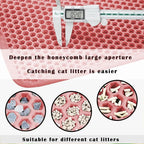 HCY&WLD Cat Litter Mat, Honeycomb Double Layer Litter Trapping Mat | Safe Materials, Soft on Paws, Waterproof Urine Proof Non-Slip, Protects Floors, Less Waste, Easy to Clean, Pink, 35" x 24"