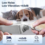 2-in-1 Quiet Electric Pet Nail Clipper & Grinder with Light for Dogs Cats (Gray) | Dual LED Lights,3-Speed Grinder,Nail Clipping Splash Guard,Type-C Rechargeable,Quiet Design for Anxious Dogs & Cats