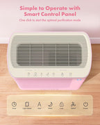 Trucozie Air Purifier for Home Large Room Bedroom Up to 1937 Ft² in 1 Hr With Double-sided Air Inlet, Air Quality and Light Sensors, HEPA Sleep Mode for Allergies, Dust, Pollen, Pet Hair, Pink