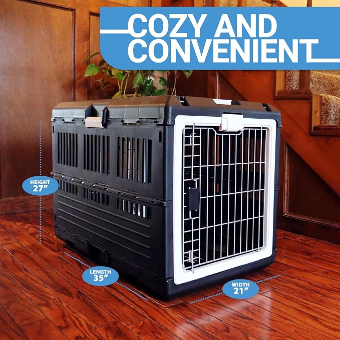 Pet Carrier & Crate, 35"L x 21"W x 27"H - Collapsible Hard Sided Kennel for Large Dogs and Cats, Portable Carrier for Indoor Outdoor Travel