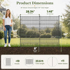 No Dig Garden Fence Outdoor for Yard, 48in (H) x 23.6ft(L) | 10 Panels Animal Barrier Fence, Rustproof Metal Temporary Dog Fence, Decorative Fencing for Patio, Flower Bed