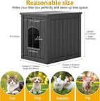 Cat Litter Box Enclosure, Multi-Functional Enclosed Cat Litter Box Furniture, Outdoor Cat House Weatherproof, Openable Front Door & Raised Floor, Easy to Clean & Assemble, Black