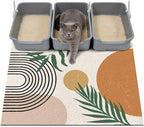 Cat Litter Mat Litter Trapping Mat, 40"x30" Waterproof Urine Proof Litter Box Mat Catcher Mat Non-Slip Washable for Kitty Kitten, Orange