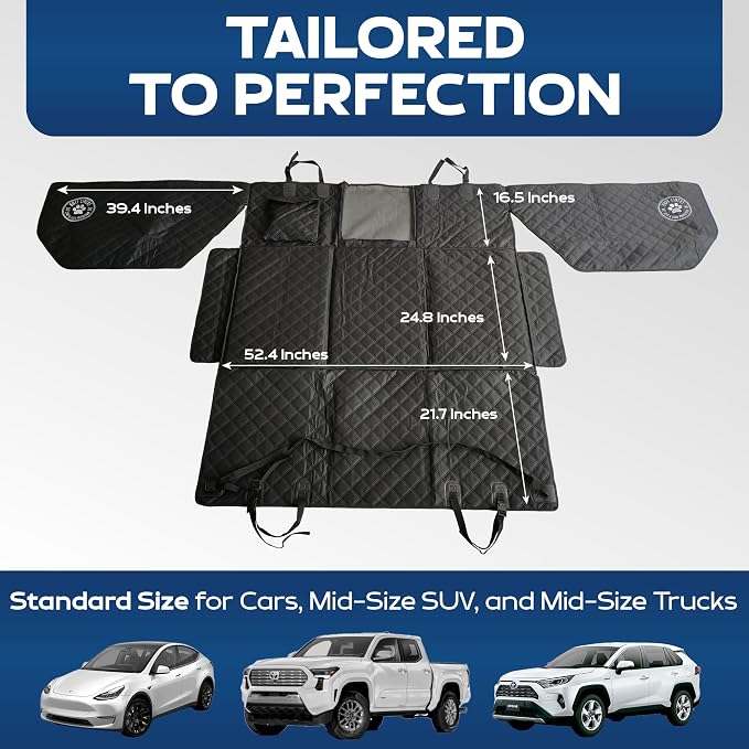 Ruff Liners Standard Back Seat Extender for Dogs, Black – As Seen on Shark Tank – Hard Bottom Platform for Cars, SUVs & Mid-Size Trucks – 400lb Support, Waterproof – Rigid Back Seat Cover for Dogs