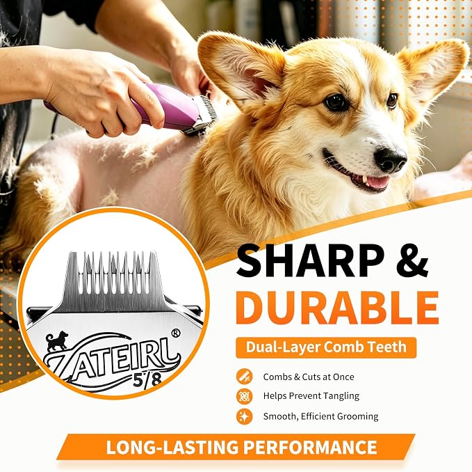 Size 5/8 Detachable Pet Grooming Clipper Blade with Steel Cutter, 1/32 Inch 0.8mm Cut Length, Silver, Compatible with Andis, Oster A5, Wahl KM10, 1 Pack