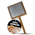 Tauro Pro Line Deshedding Slicker Wooden Brush for Dogs & Cats, Large (L) | Dematting & Detangling, for Medium to Long Coats, Flexible Cushion, Ideal for Retrievers & Maine Coons