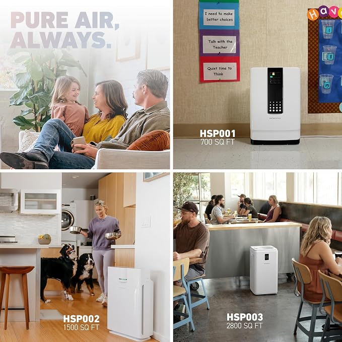 HATHASPACE HSP001 True HEPA Air Purifier | True HEPA Air Purifier for Home - Removes 99.9% of Dust, Smoke, Pet Dander & Odors, Covers Up to 700 Sq Ft